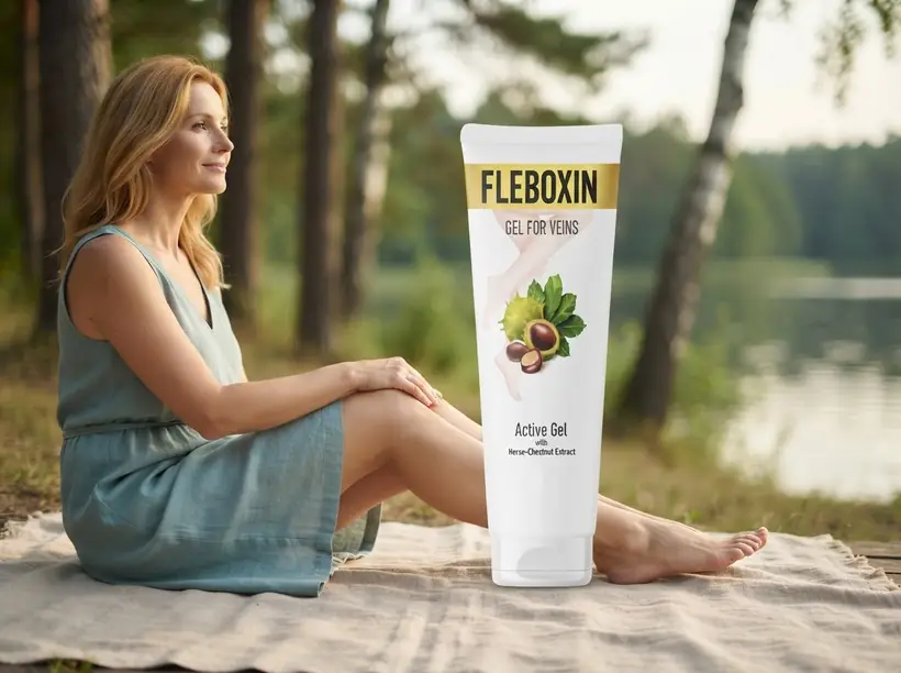 Odpoczynek nad jeziorem z lekkimi nogami po regularnej pielęgnacji Fleboxin